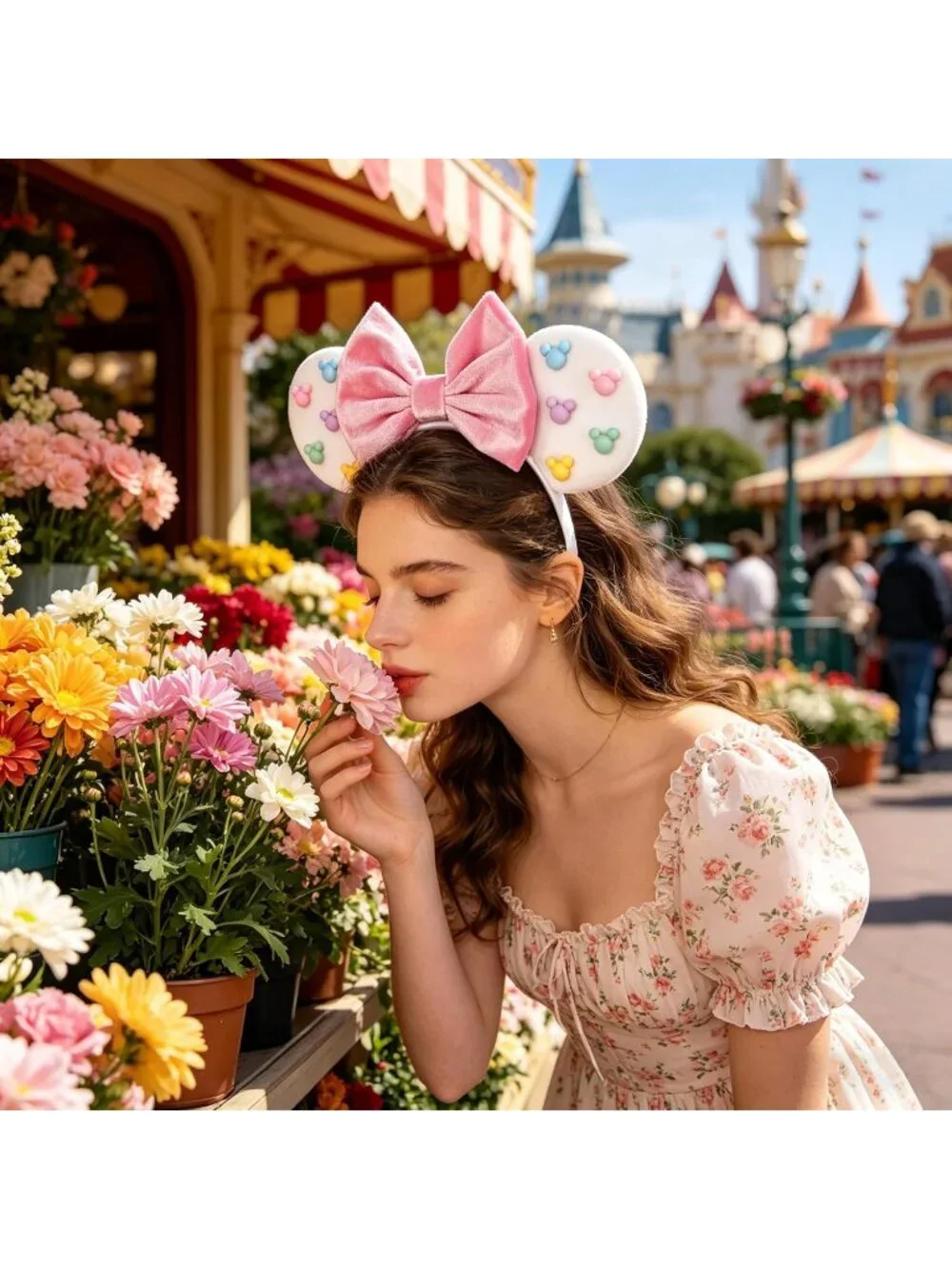Women White cotton Candy-Inspired Mickey Mouse Hair Headband
